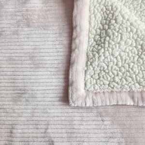 Mon Lapin Baby Girl Blanket Solid Pink Ribbed Cream Sherpa Security Blanket